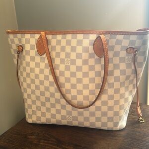 Louis Vuitton Neverfull MM Damier Azur Canvas Bag